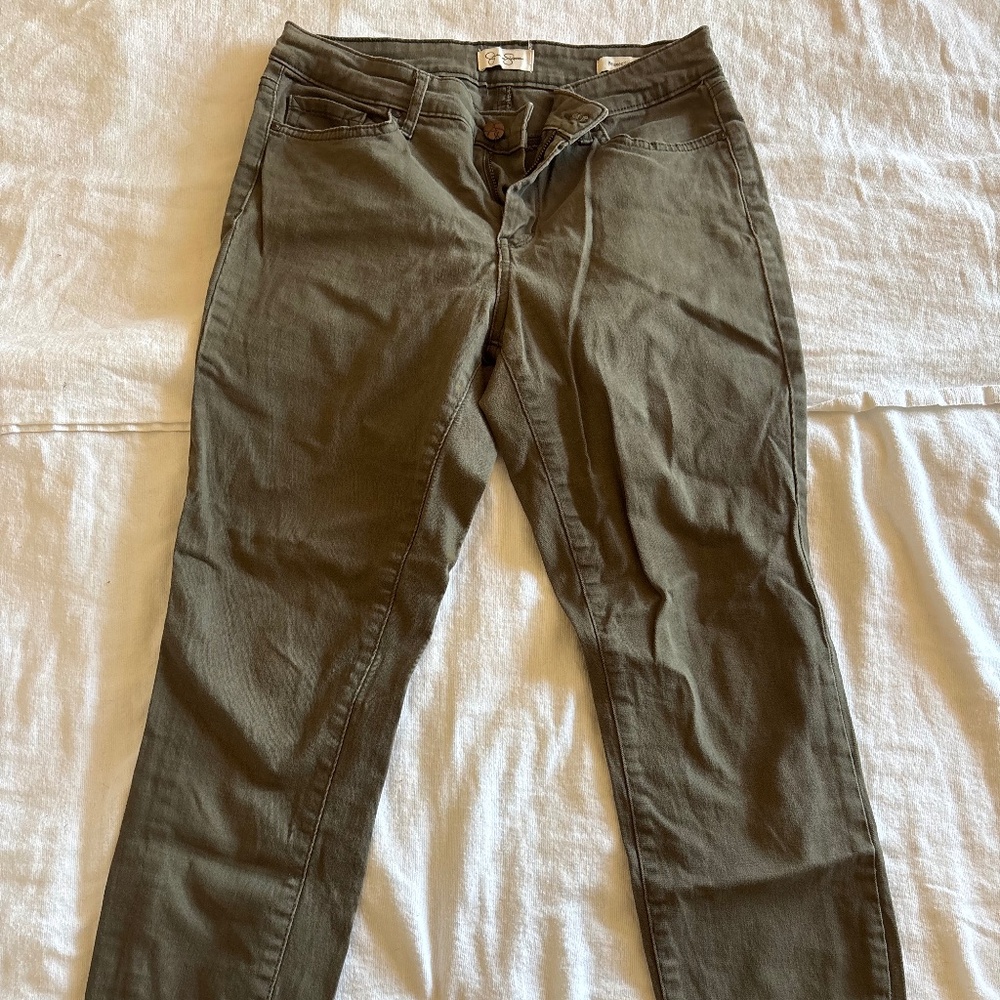 Green Jessica Simpson skinny jeans